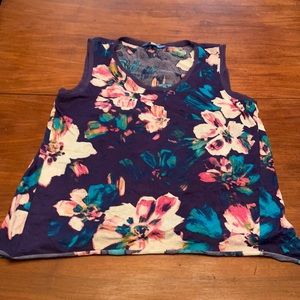 Simply Vera  Vera Wang Sleeveless Floral Blue Top, size XL